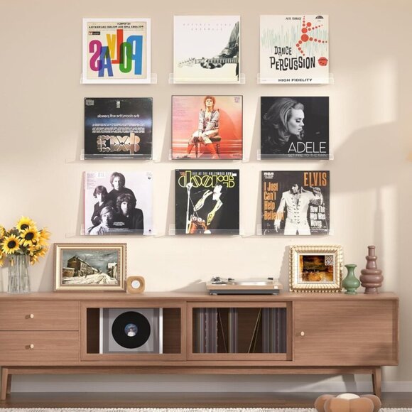 9 Pack Clear Acrylic Floating Shelves Wall Mount 12" Shelves - Picture 2 of 5